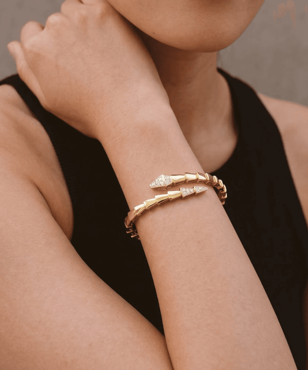 Gold Chevron Diamond Bangle thumbnail 2