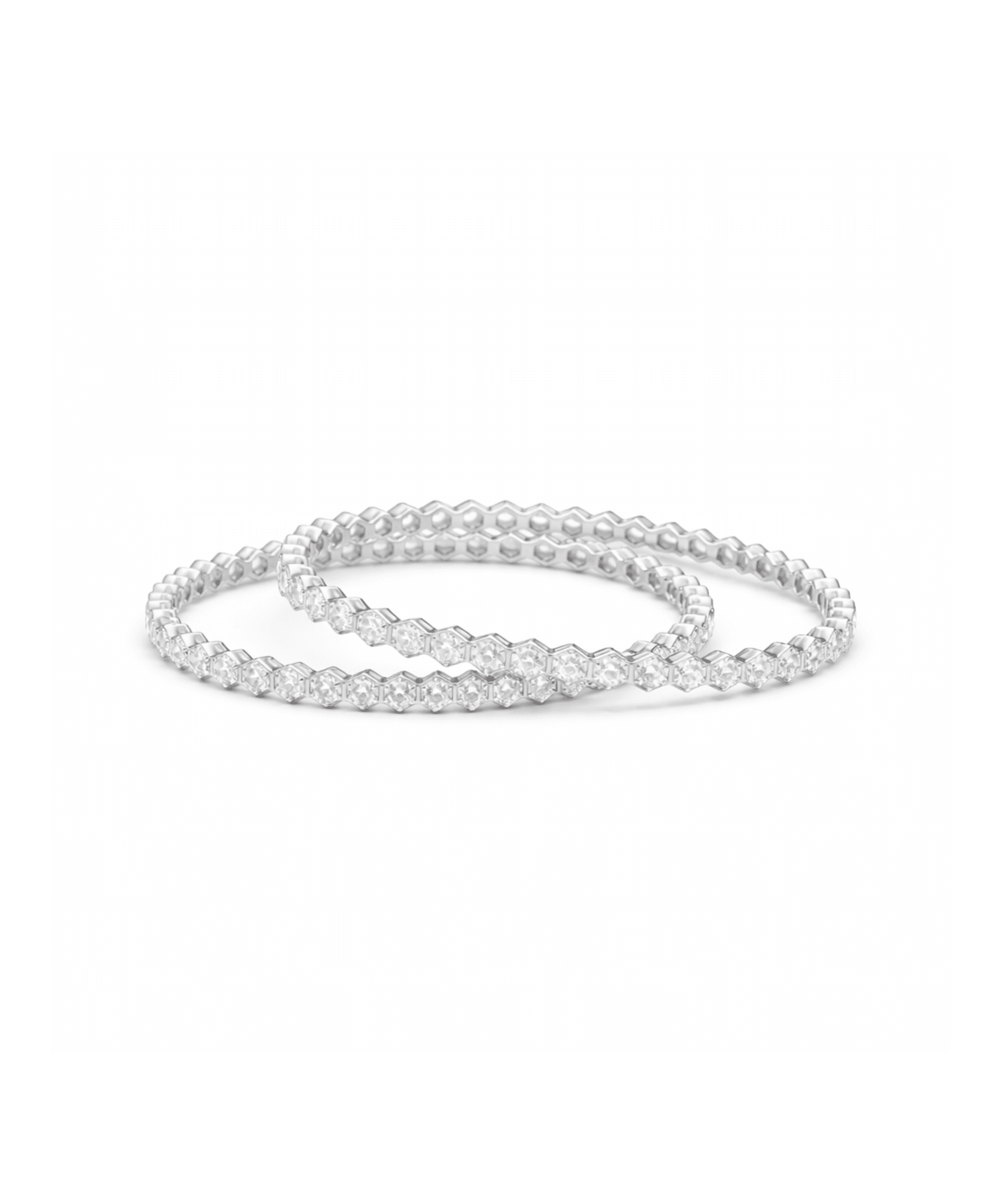 Hexagon White Stone Bangles alternate view
