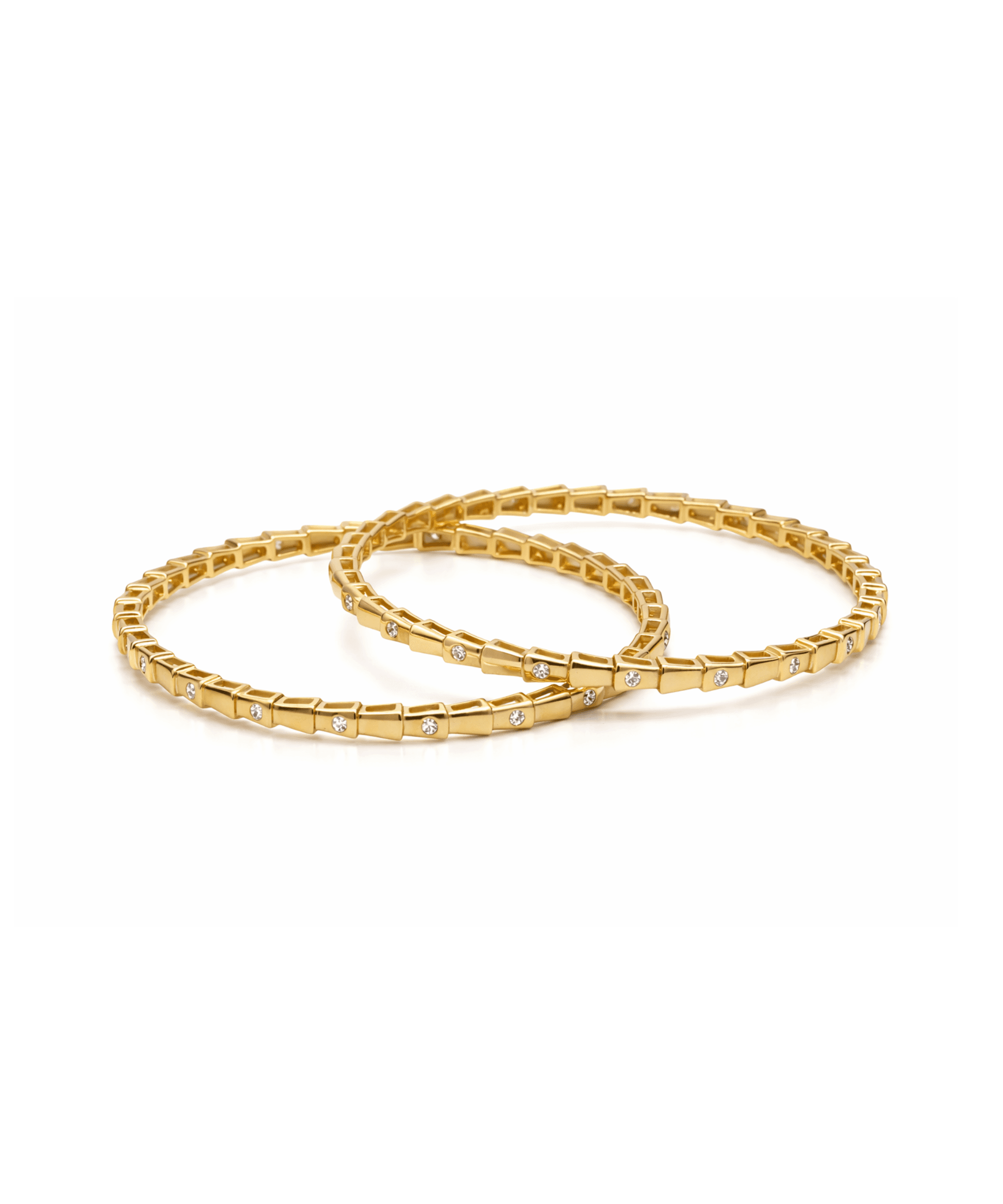 Slim Gold Stone Bangles Set