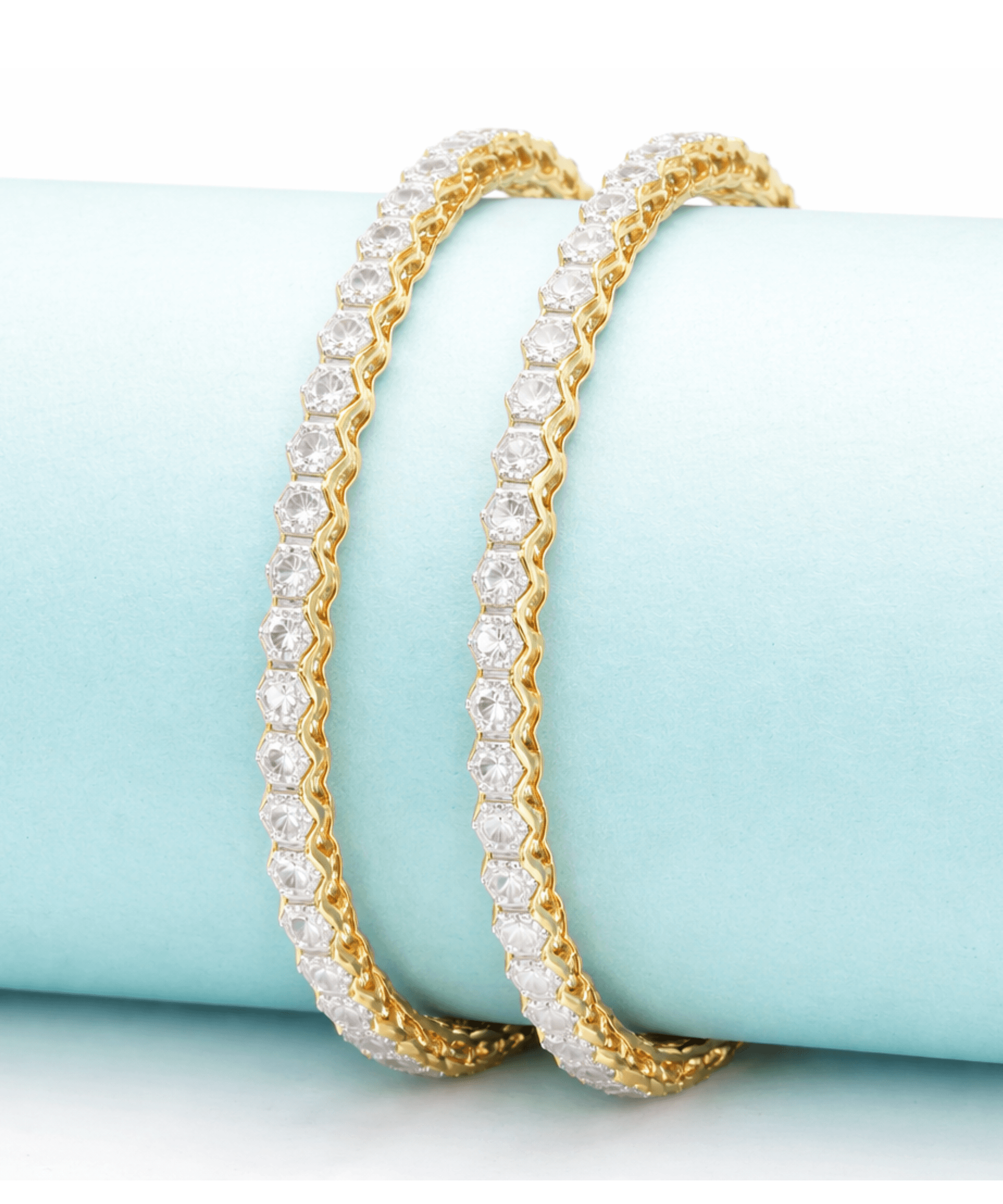 Hexagon White Stone Bangles alternate view