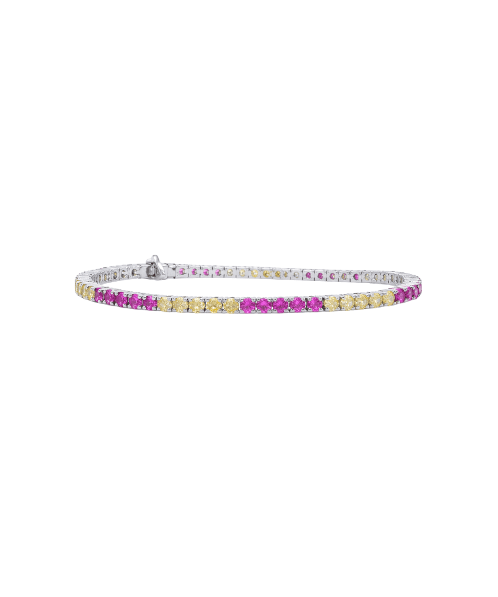 Pink and Yellow Stone Tennis Bracelet