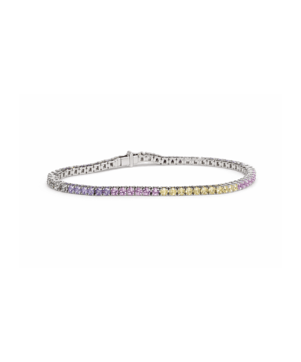 Pink Purple Yellow Round Stone Bracelet