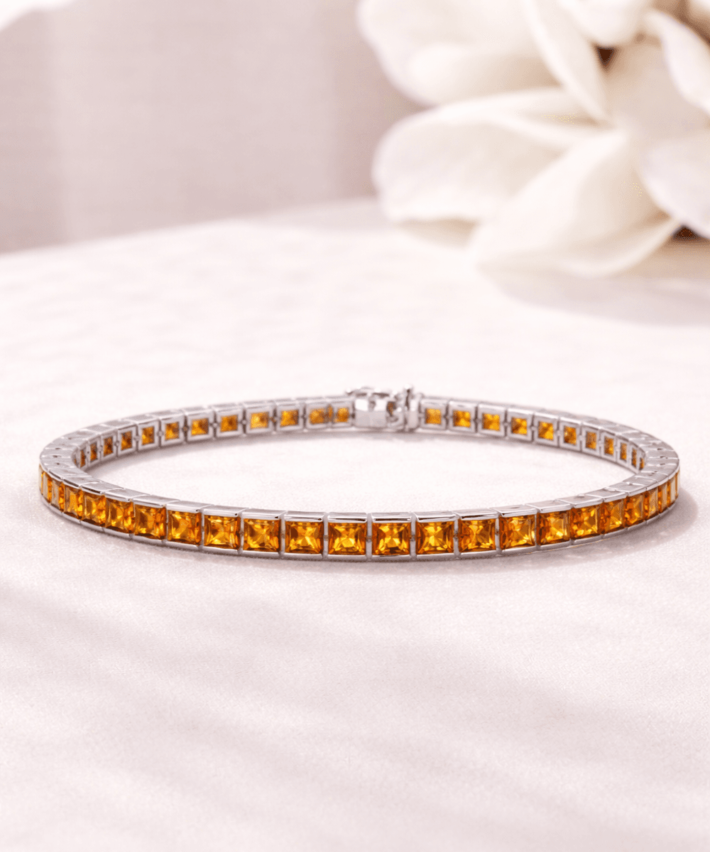 Princess Cut Orange Diamond Bracelet thumbnail 4