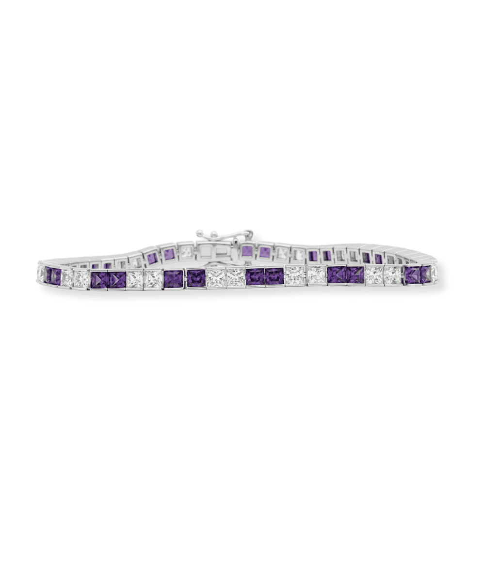 Purple and White Princess Cut Bracelet