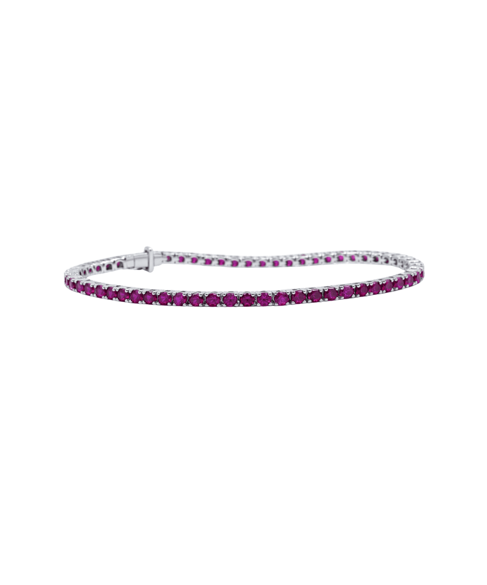 Ruby Pink Round Diamond Tennis Bracelet