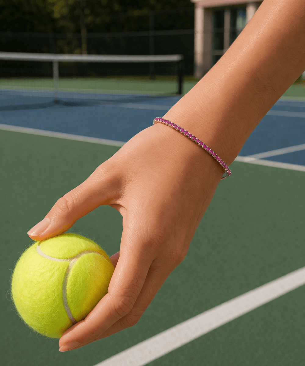 Ruby Pink Round Diamond Tennis Bracelet thumbnail 2
