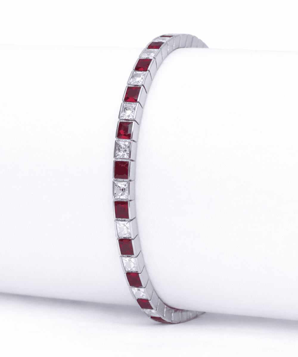 Ruby Red and White Princess Cut Bracelet thumbnail 2