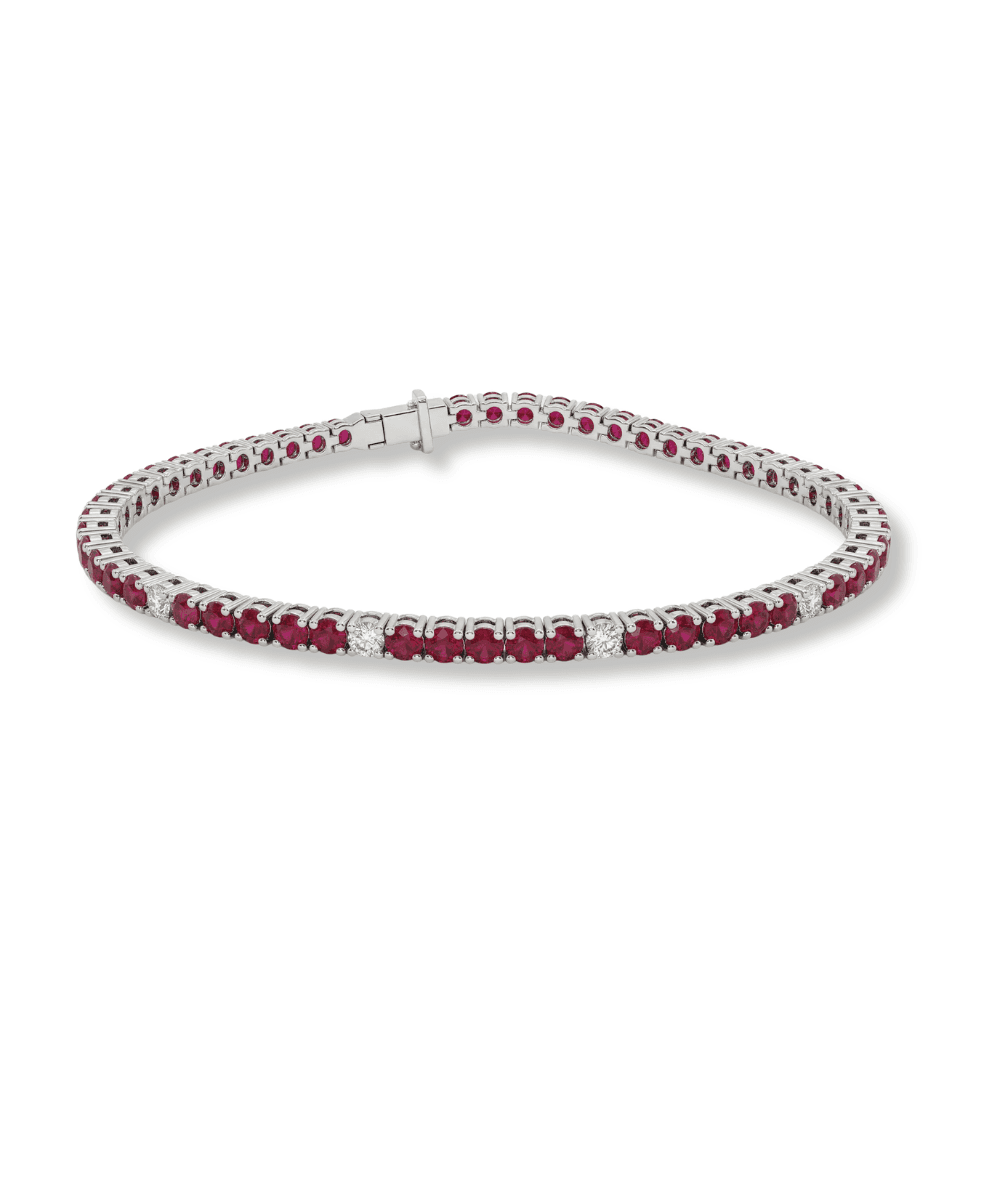 Ruby Red and White Tennis Bracelet