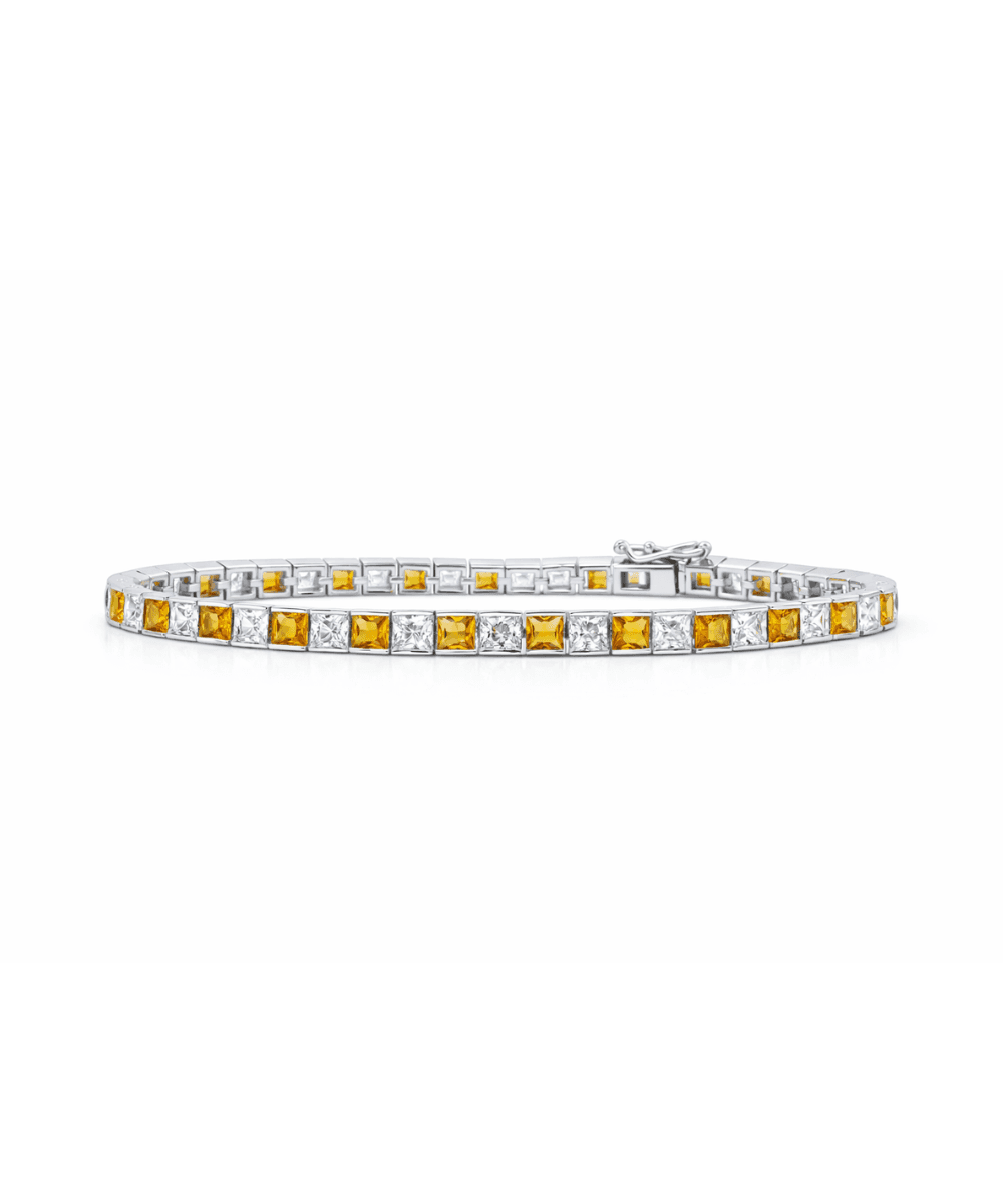 Yellow & White Diamond Princess Cut Bracelet