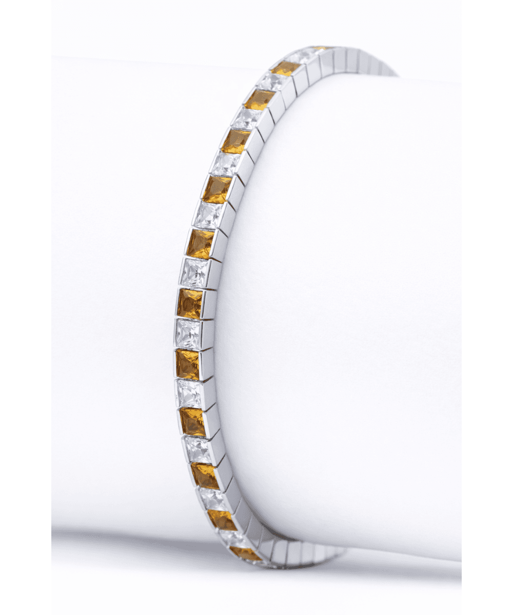 Yellow & White Diamond Princess Cut Bracelet alternate view