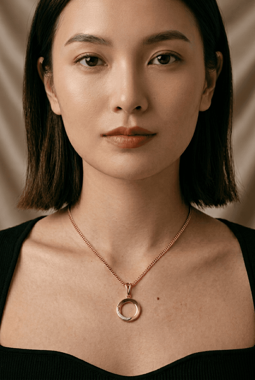 Circular Zircon Pendant Necklace thumbnail 2