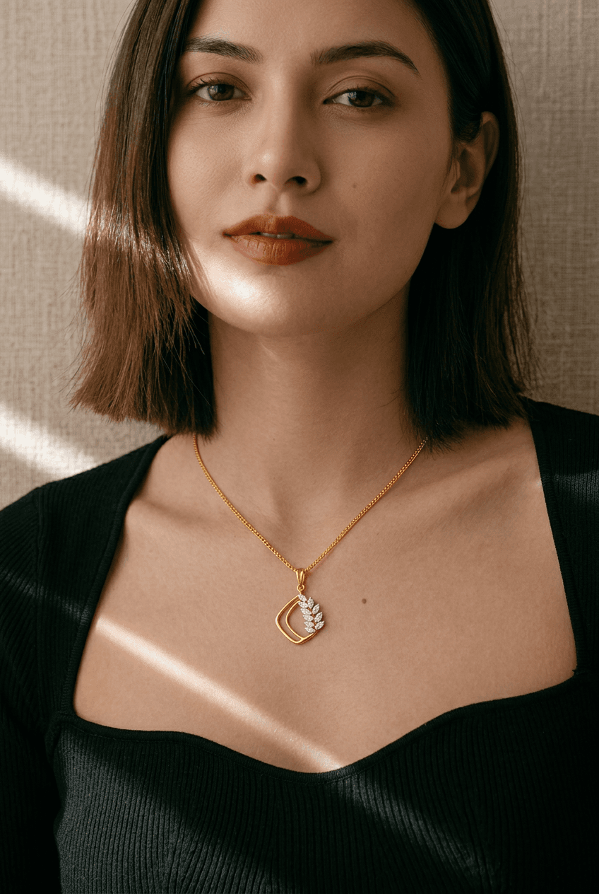 Golden Leaf Frame Pendant thumbnail 2