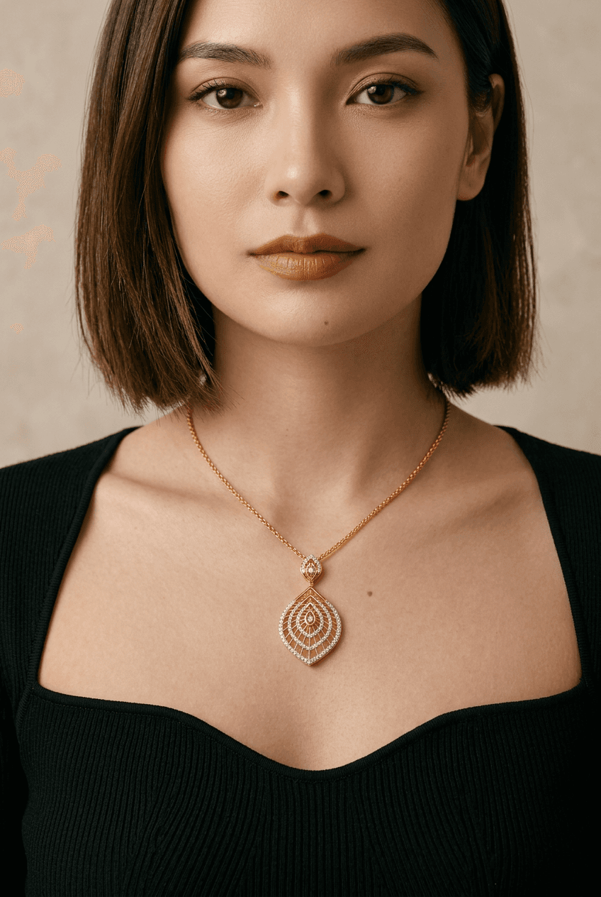 Layered Teardrop Pendant Necklace thumbnail 2