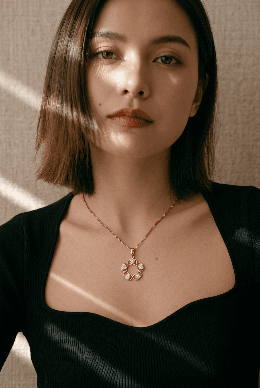 Rose Gold Heart Bloom Pendant thumbnail 2