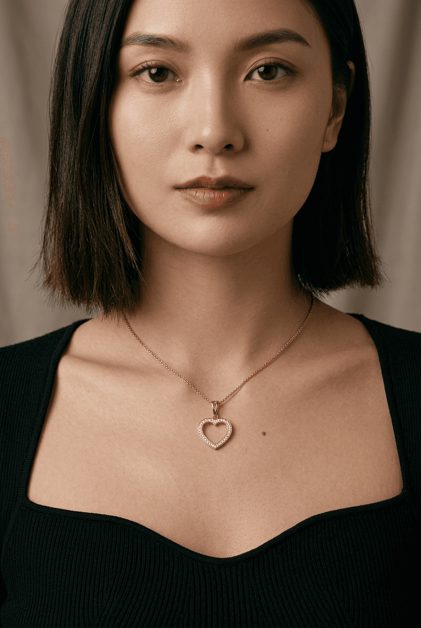 Rose Gold Heart Outline Pendant thumbnail 2