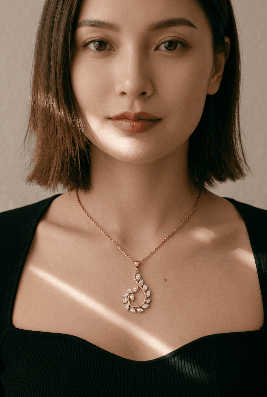 Twisted Leaf Vine Pendant Necklace thumbnail 2