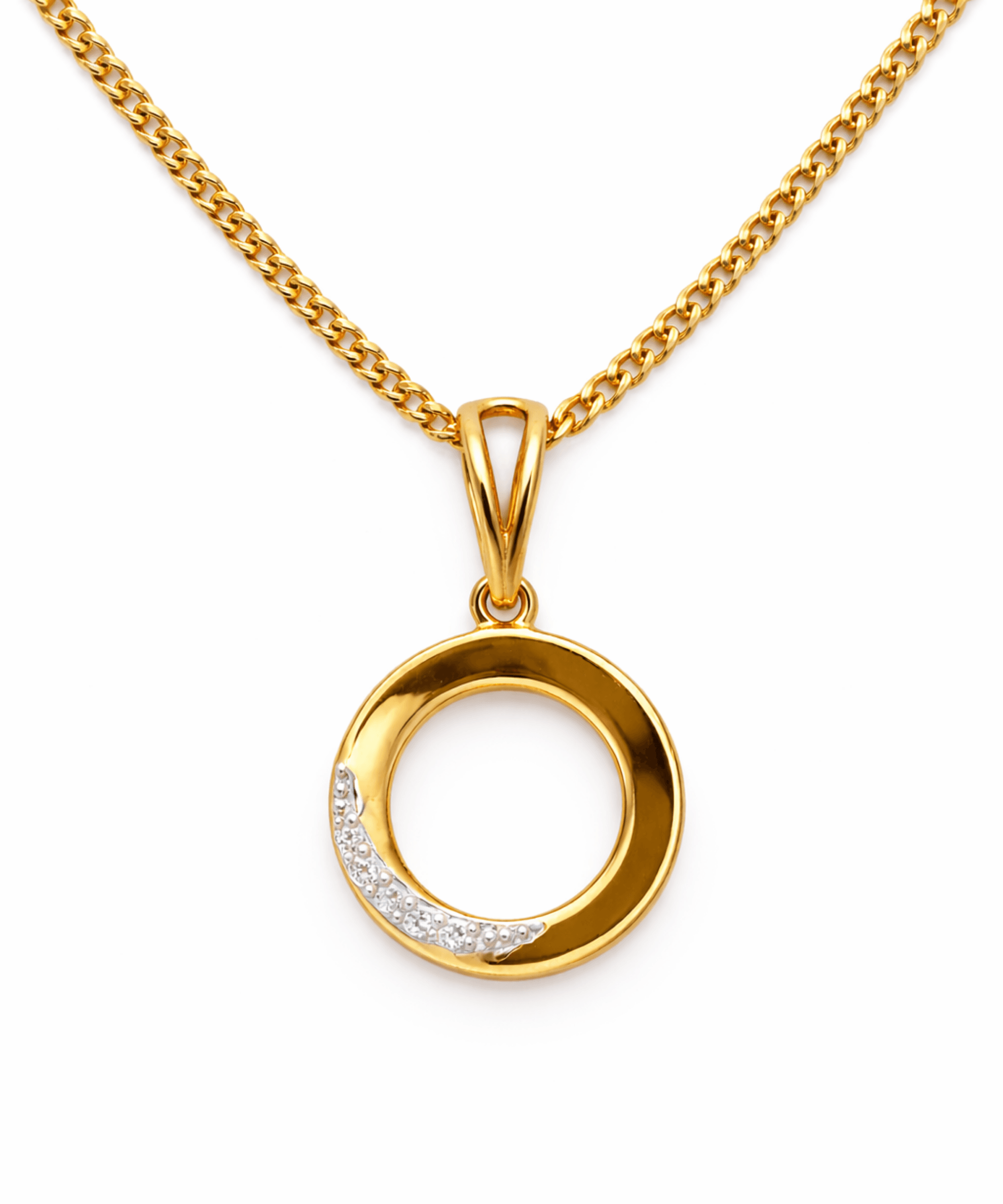 Circular Zircon Pendant Necklace alternate view