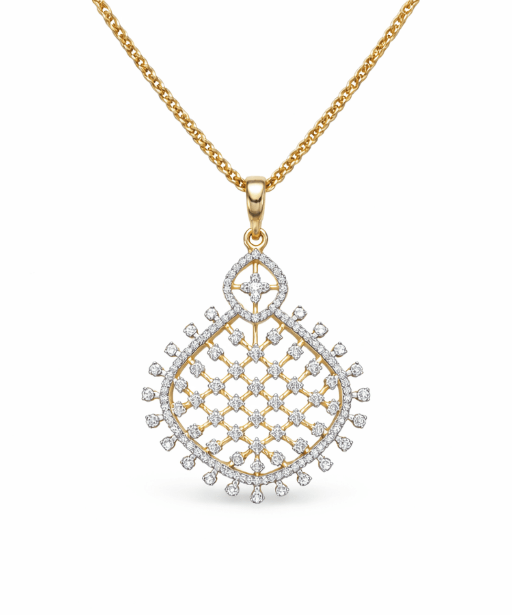 Golden Lattice Drop Pendant