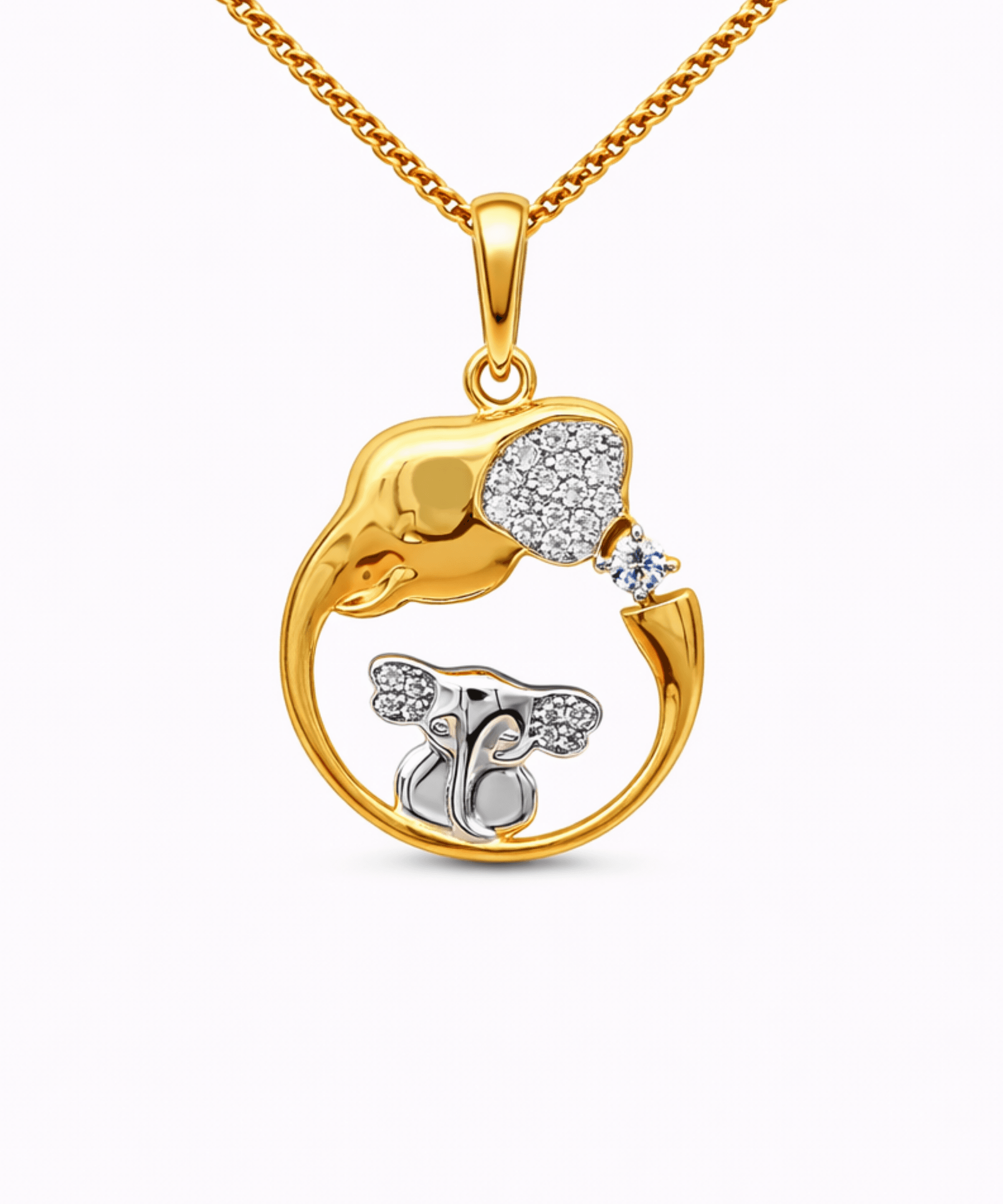 Mother and Baby Elephant Pendant Necklace