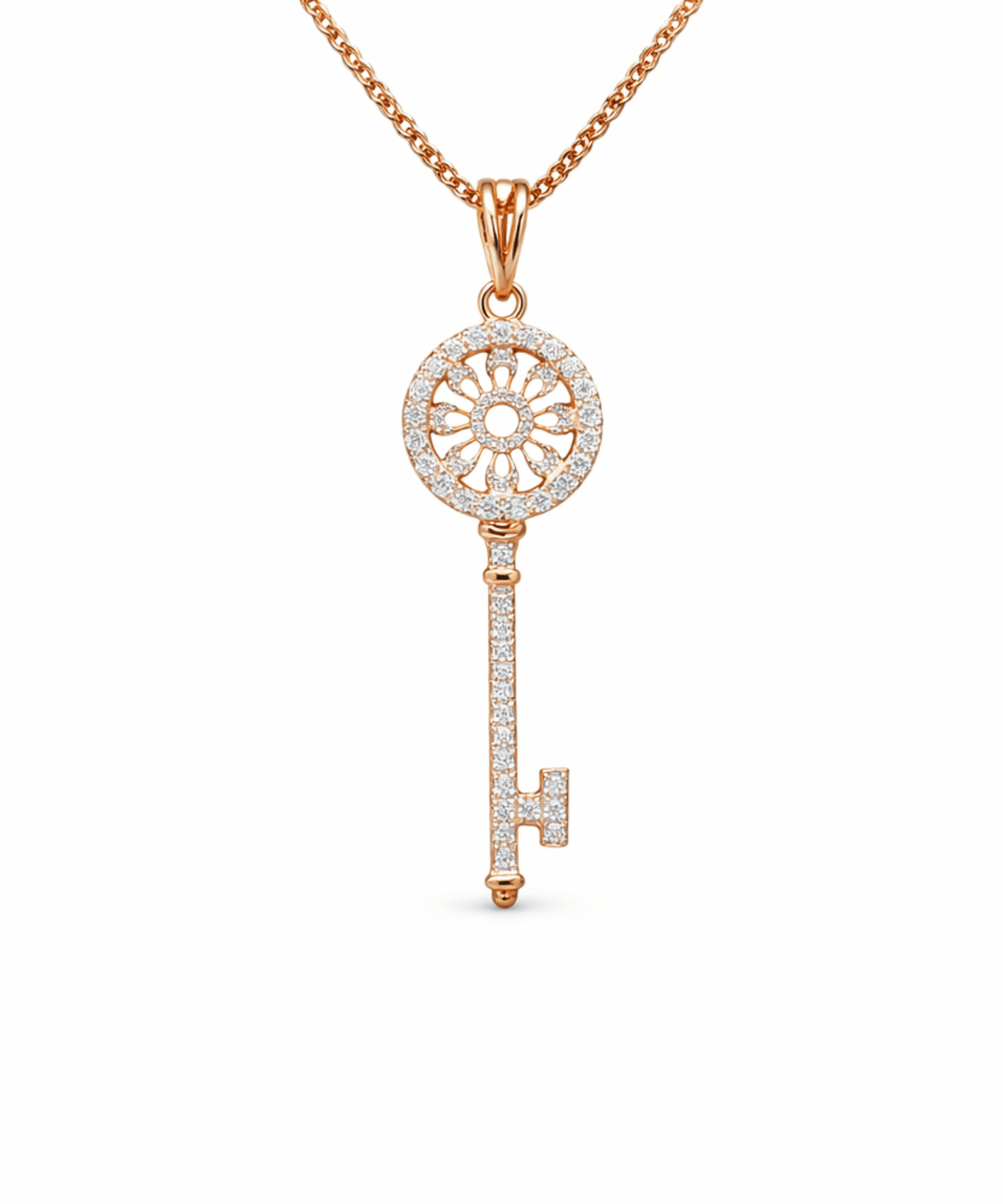 Rose Gold Floral Key Pendant