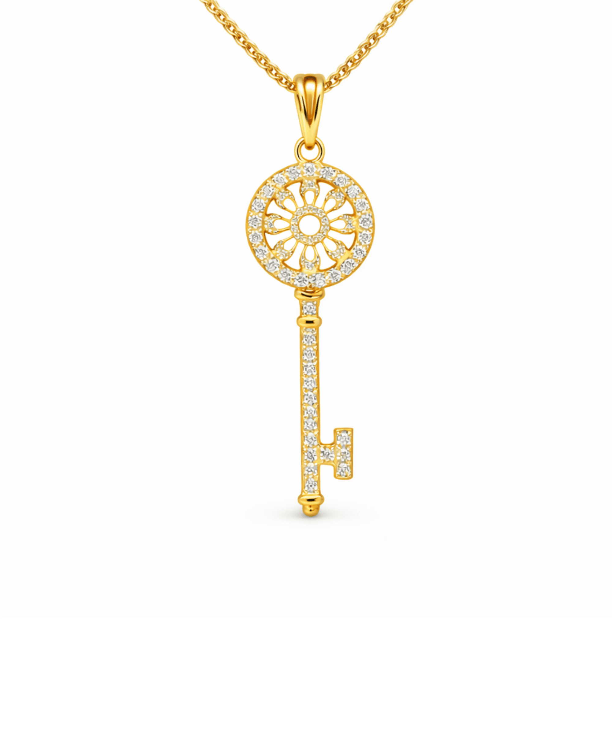 Rose Gold Floral Key Pendant alternate view
