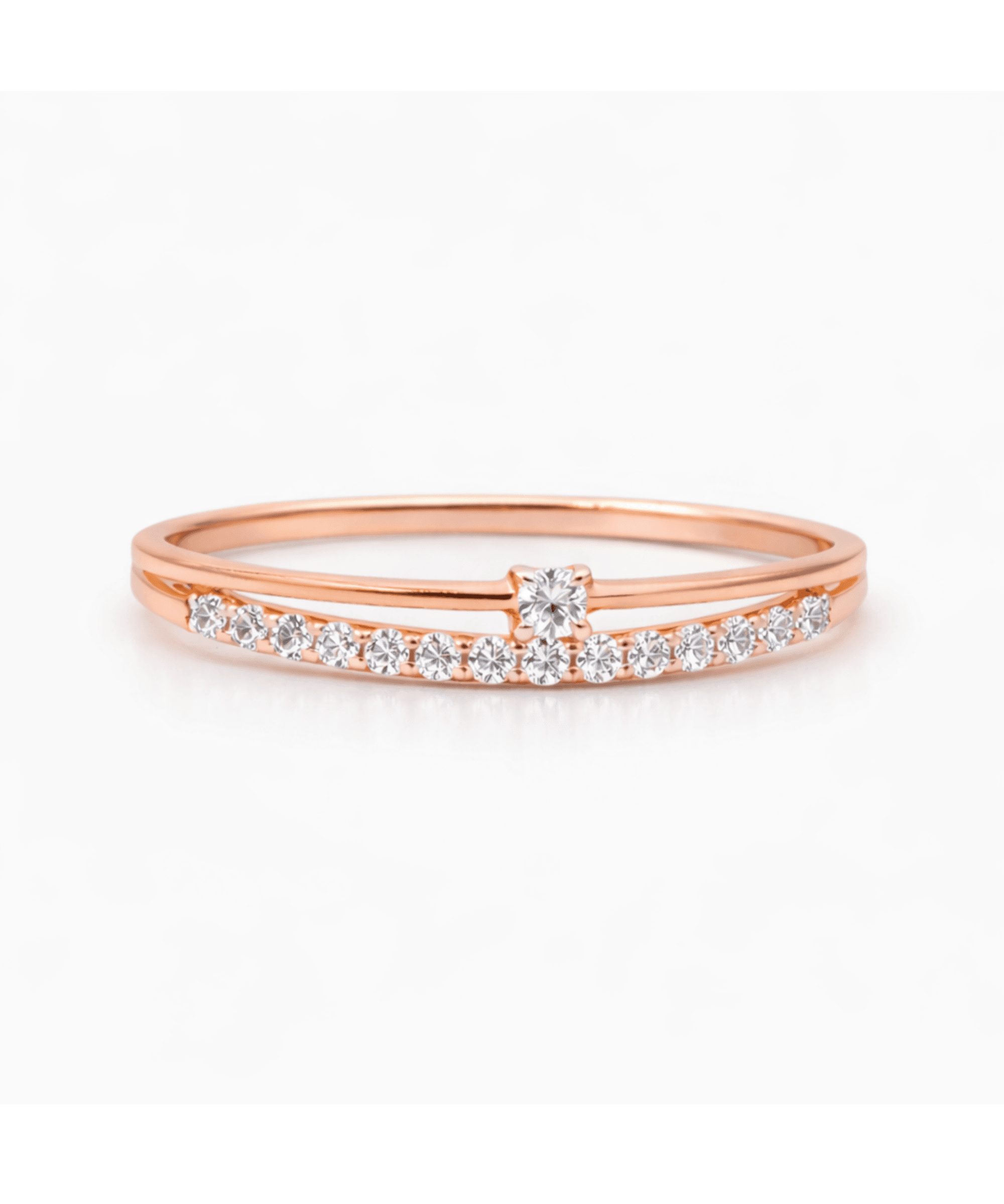Golden Curve Solitaire Ring