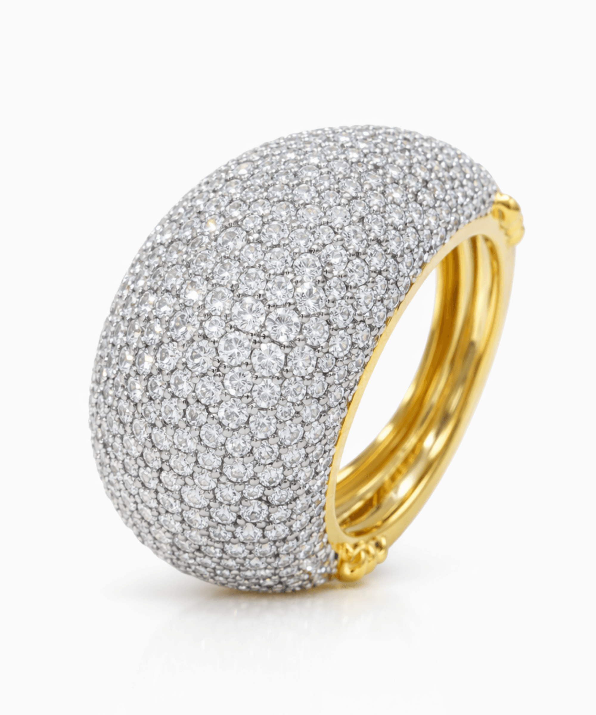 Golden Pave Dome Statement Ring