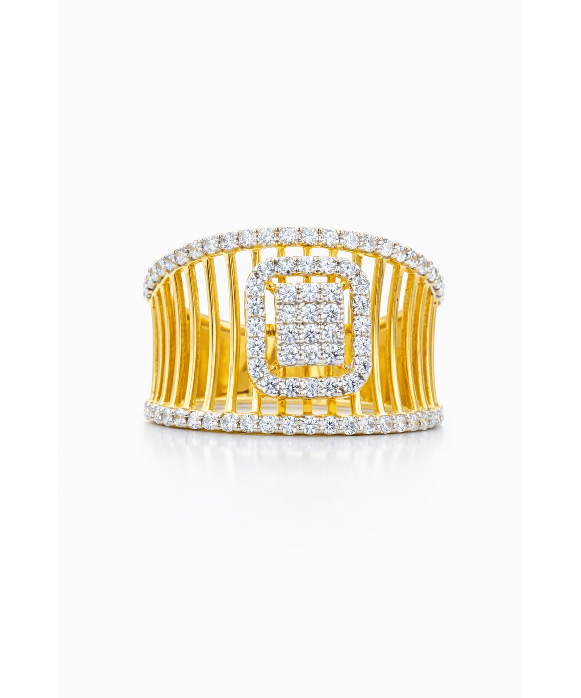 Golden Regal Embellished Frame Ring