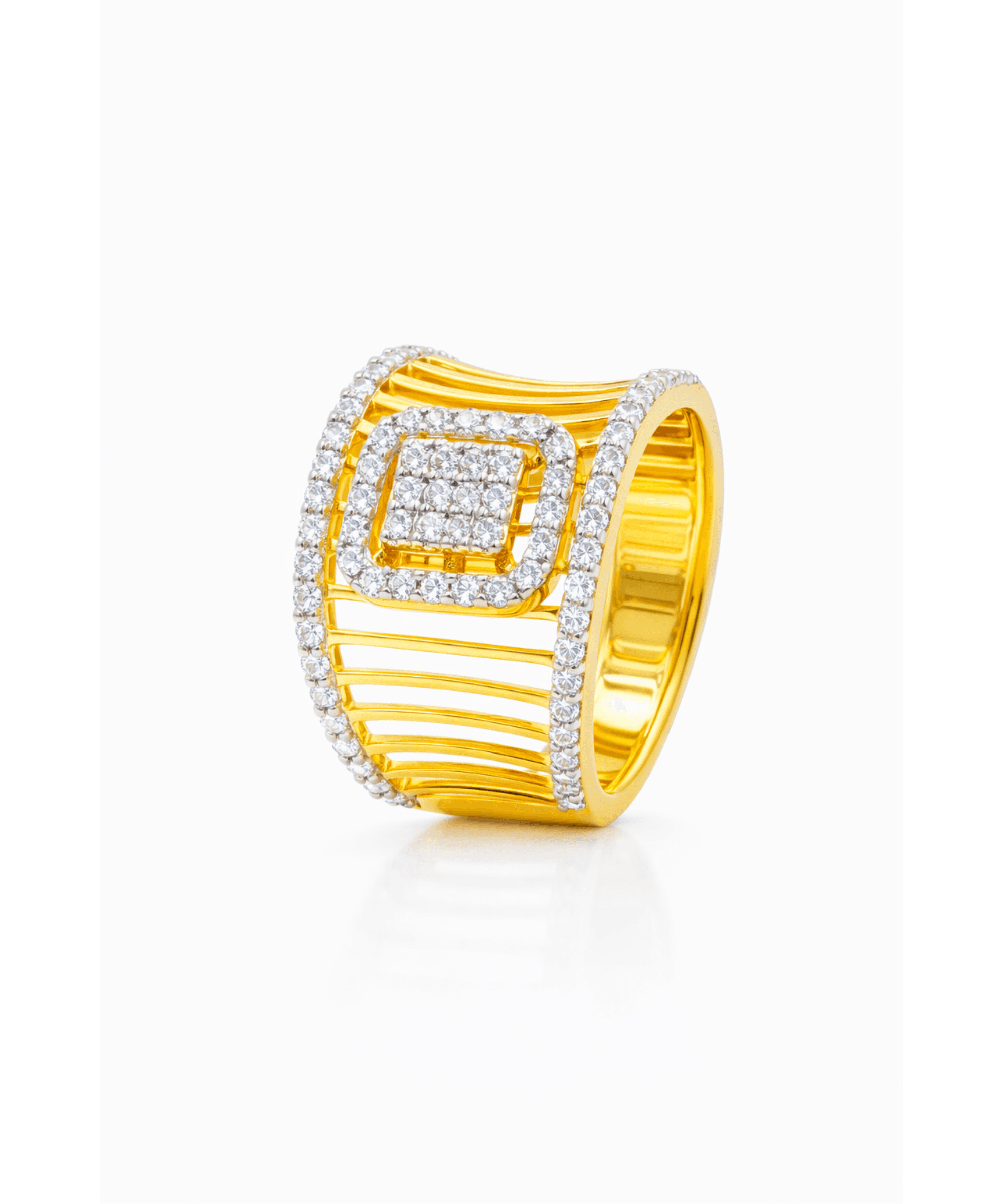 Golden Regal Embellished Frame Ring thumbnail 3