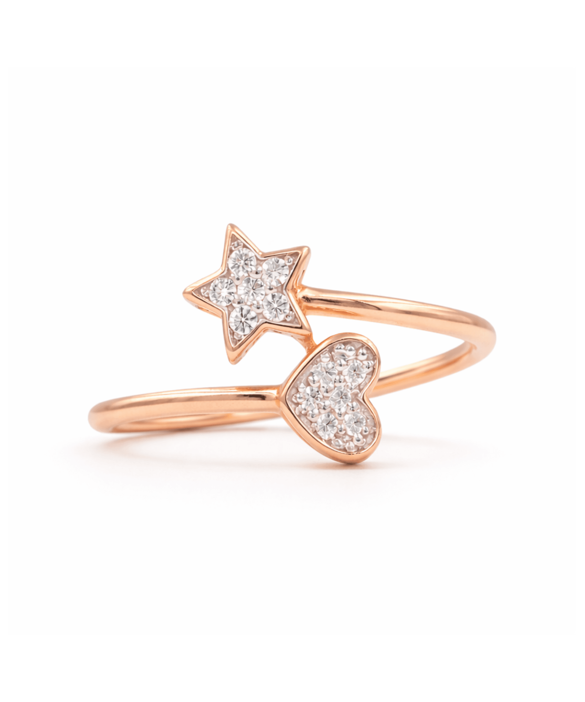 Golden Star & Heart Open Ring