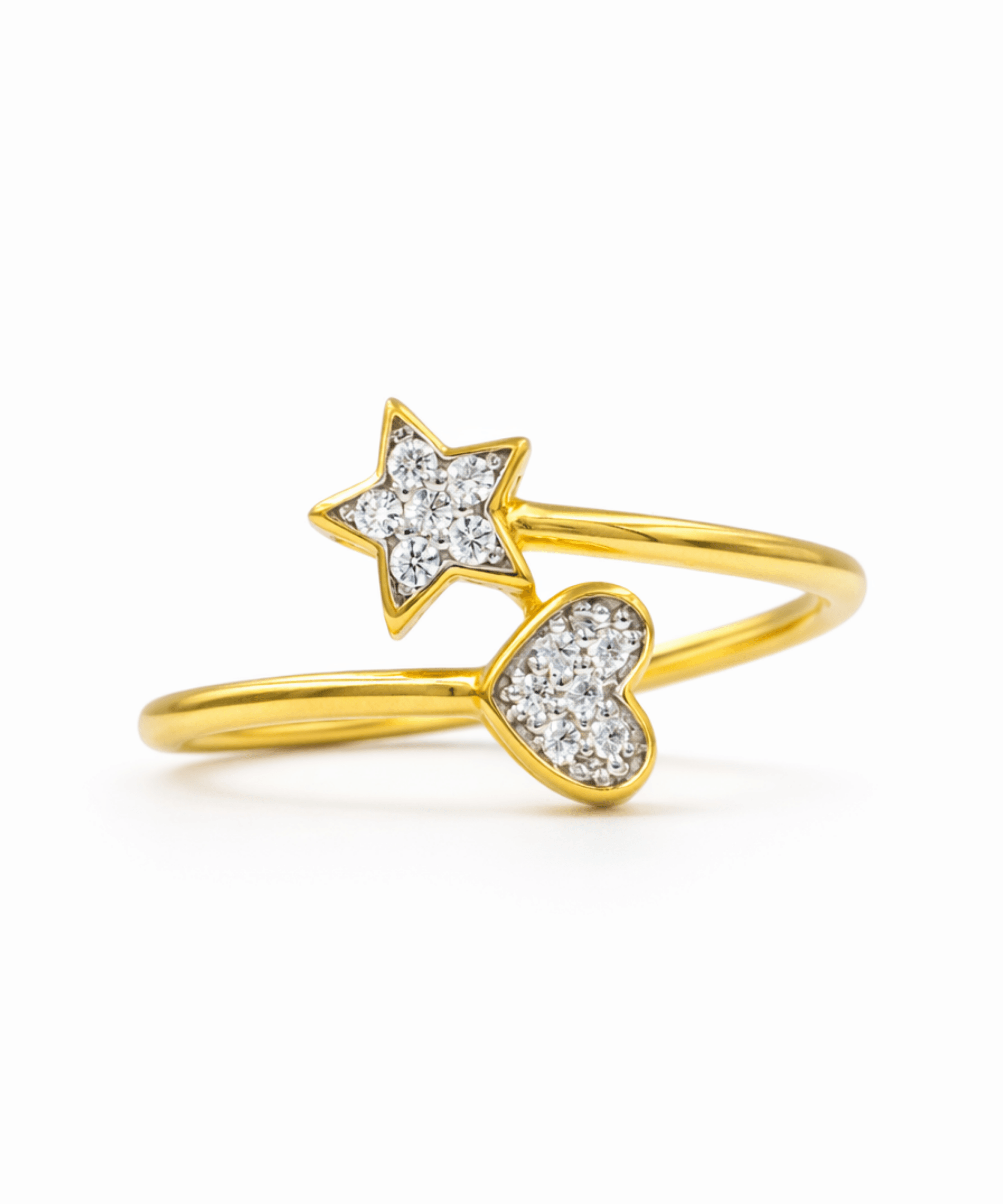 Golden Star & Heart Open Ring alternate view