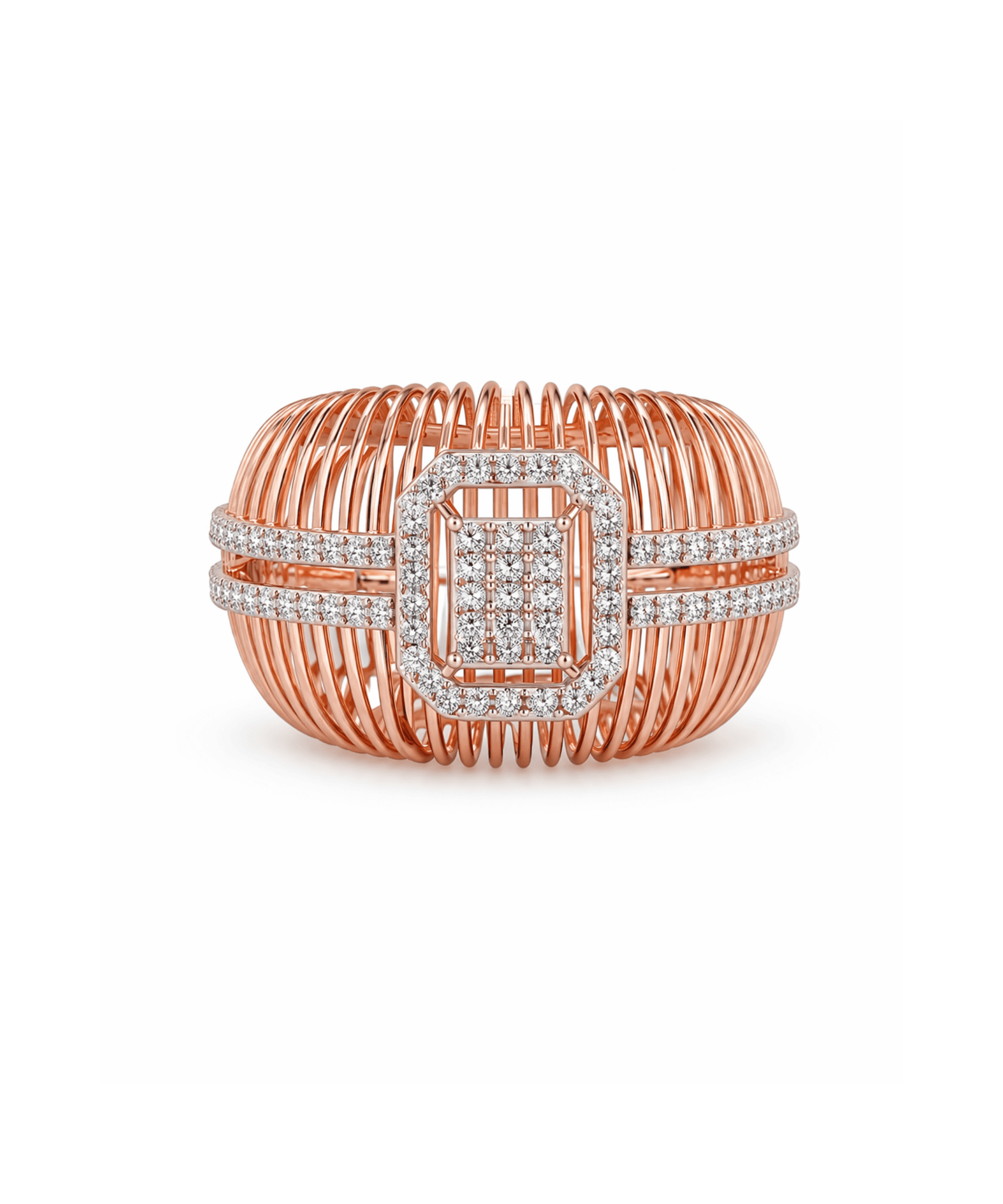 Rectangle Halo Wire Statement Ring alternate view