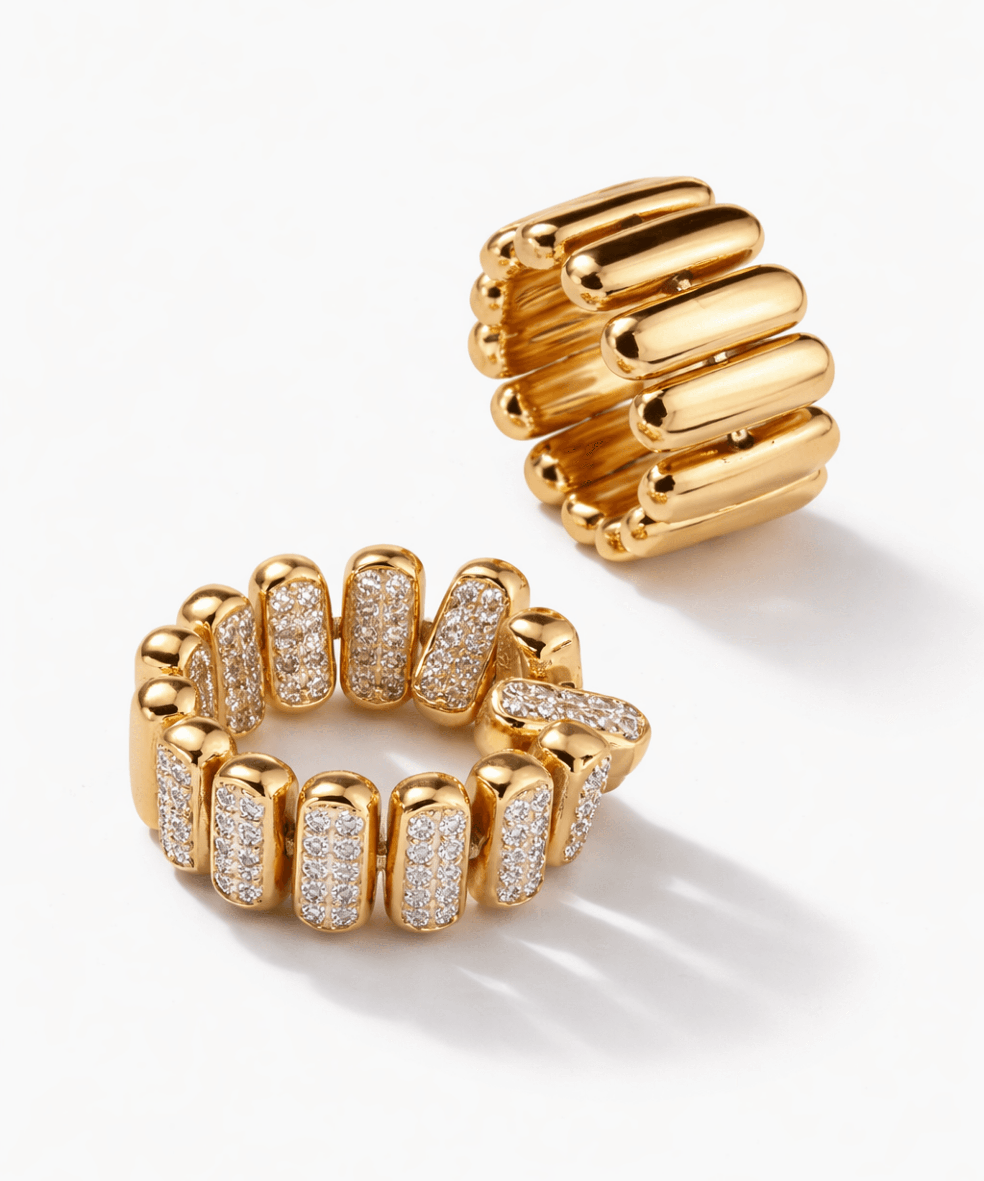 Ribbed Pave Spiral Ring