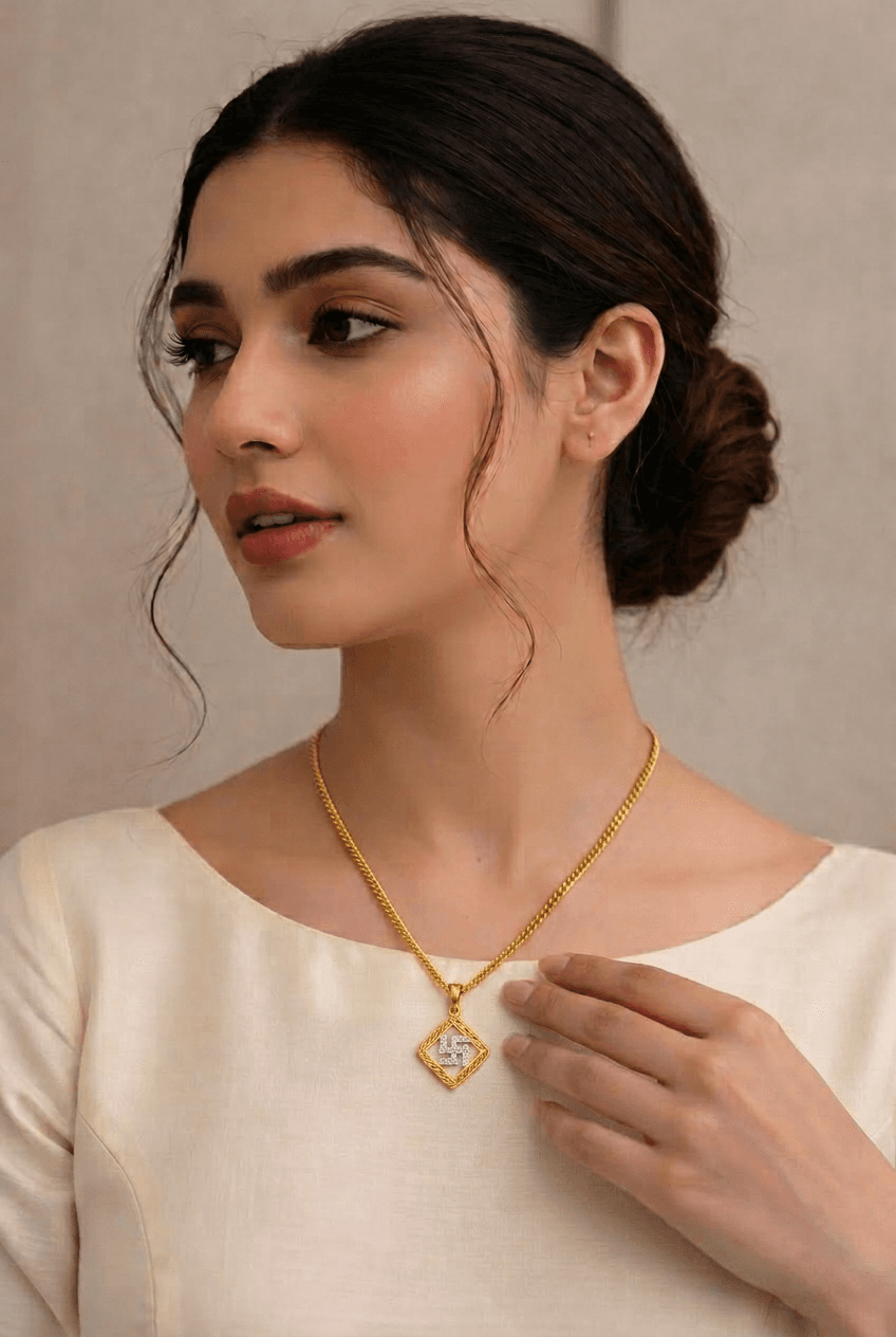 Auspicious Swastik Pendant Necklace thumbnail 2