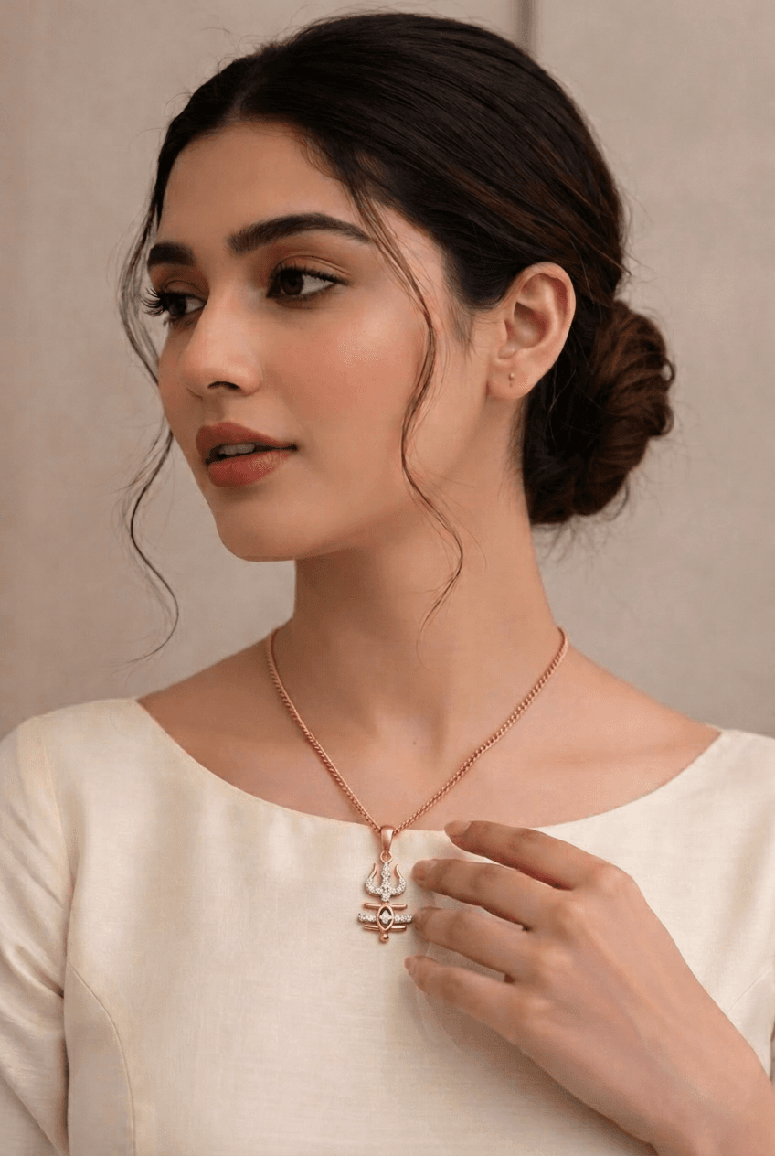 Trishul Damru Mahadev Pendant Necklace thumbnail 2