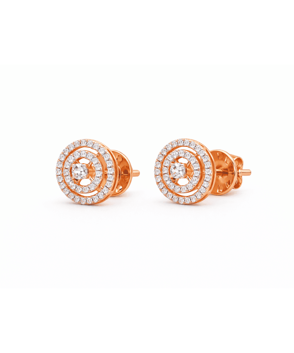 Diamond Halo Circle Stud Earrings alternate view