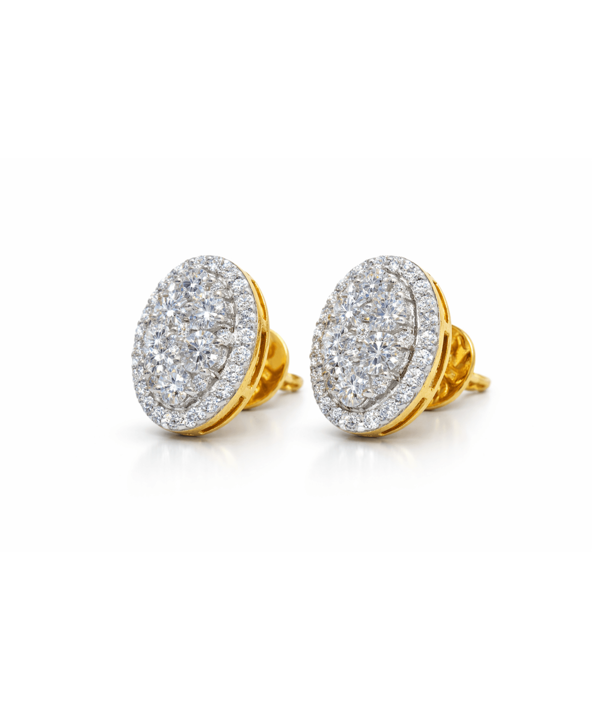 Diamond Oval Stud Earrings