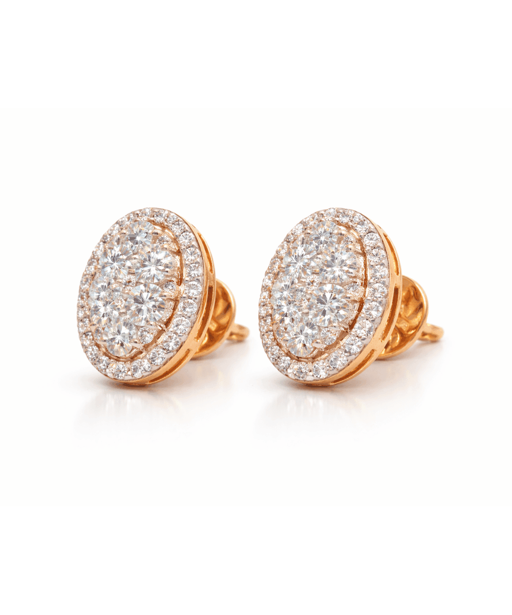 Diamond Oval Stud Earrings alternate view