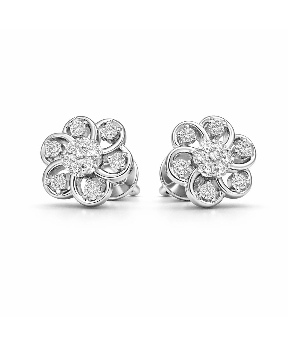 Floral Diamond Stud Earrings alternate view