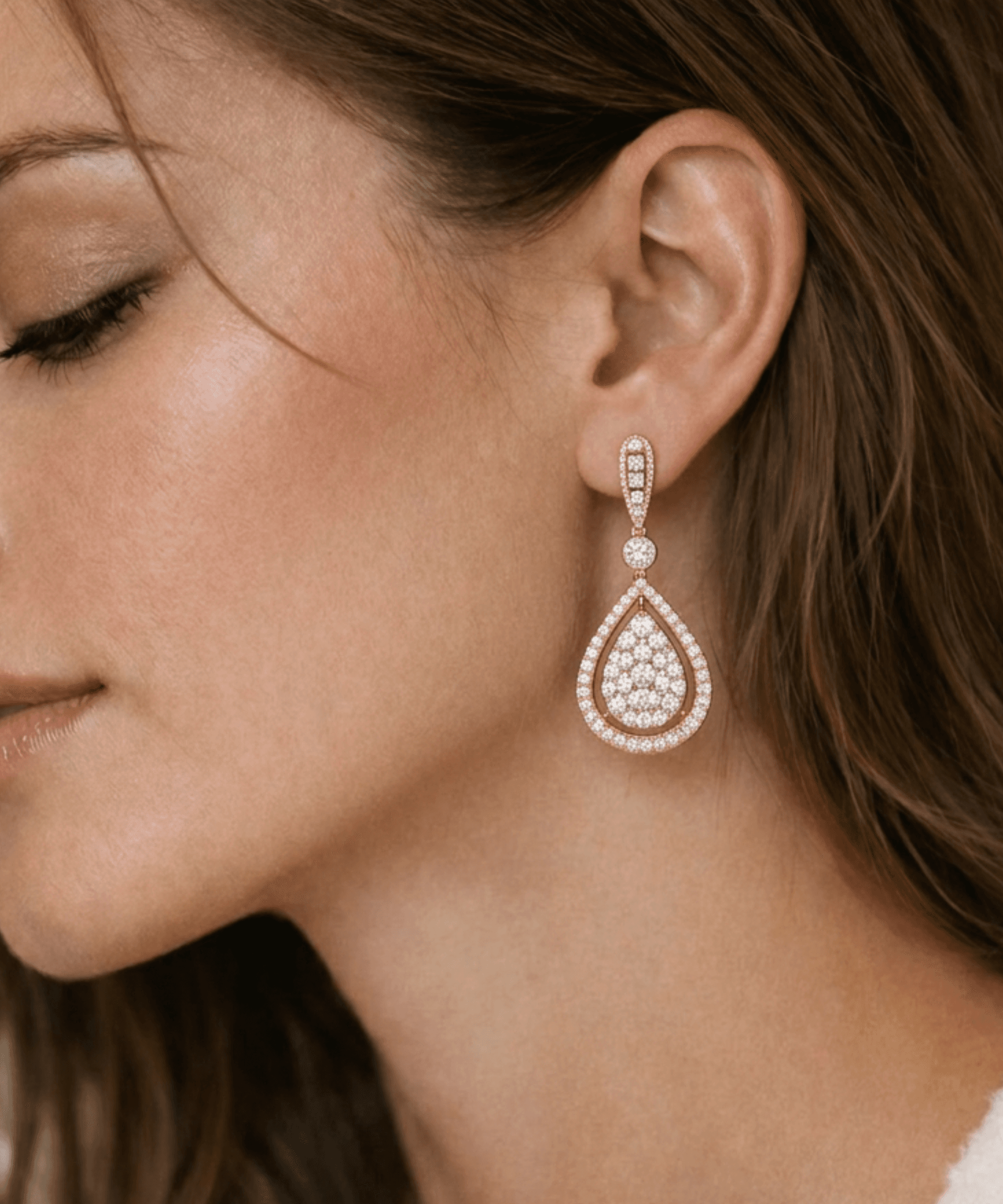 Pear Halo Drop Earrings thumbnail 2