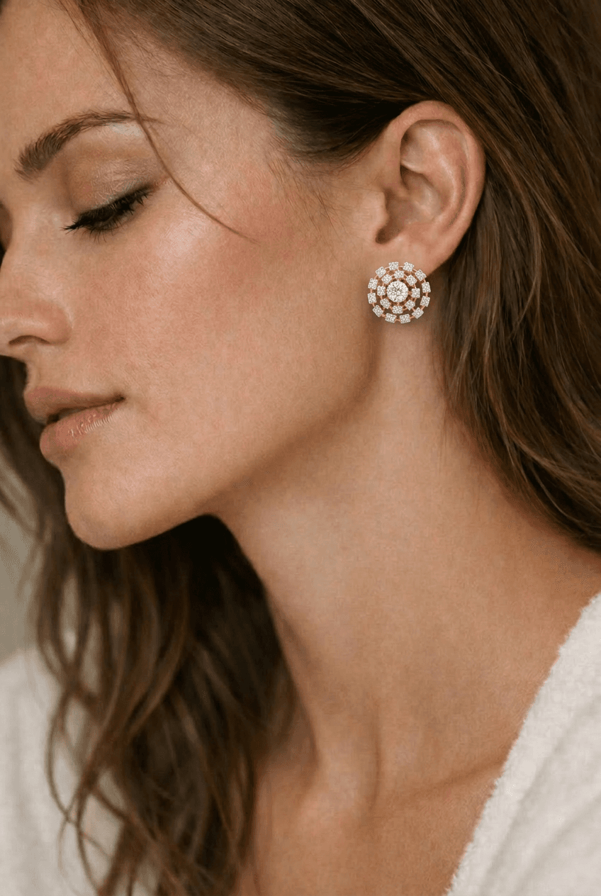 Radiant Spiral Halo Stud Earrings thumbnail 2