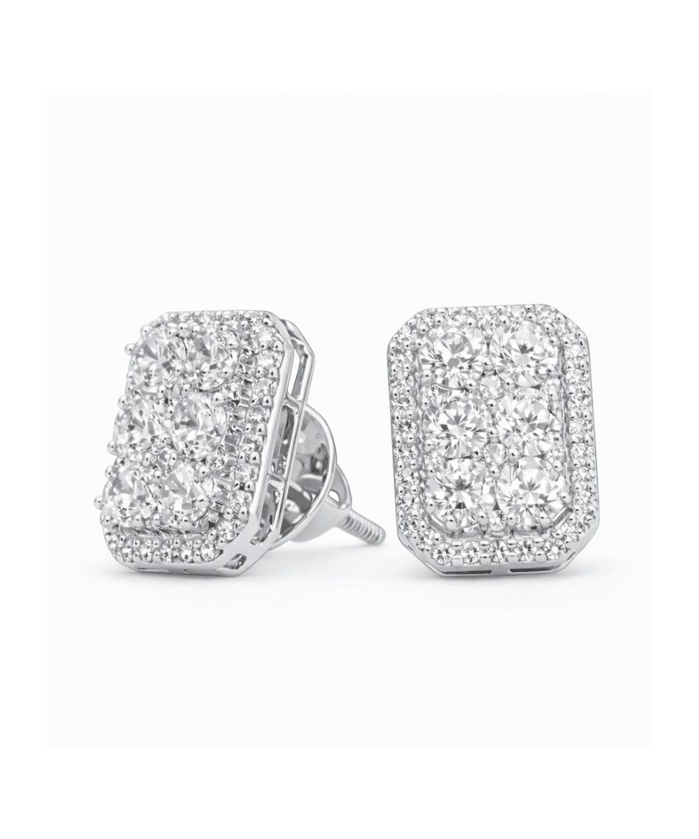 Rectangle Halo Stud Earrings alternate view