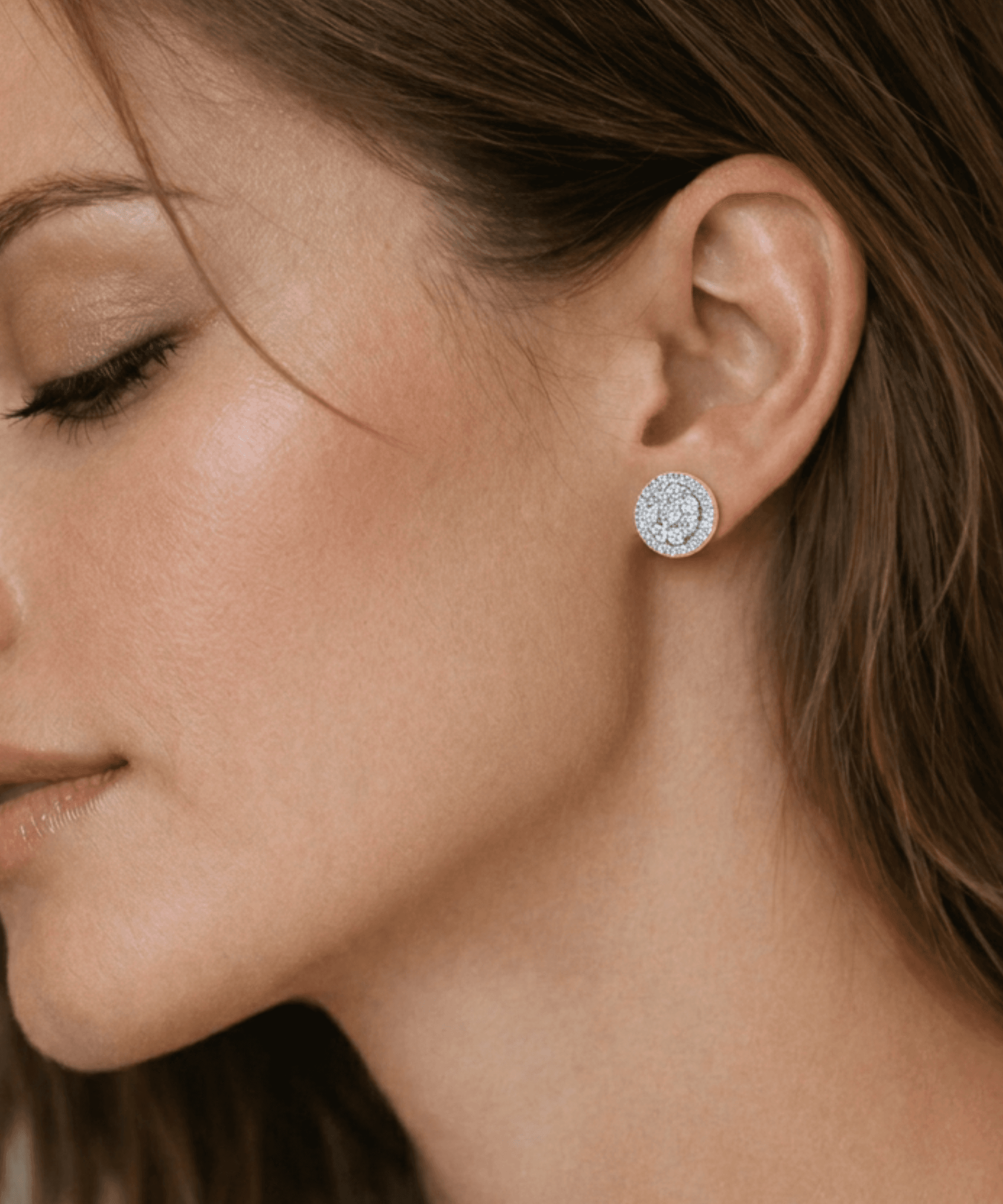 Round Pave Stud Earrings thumbnail 2