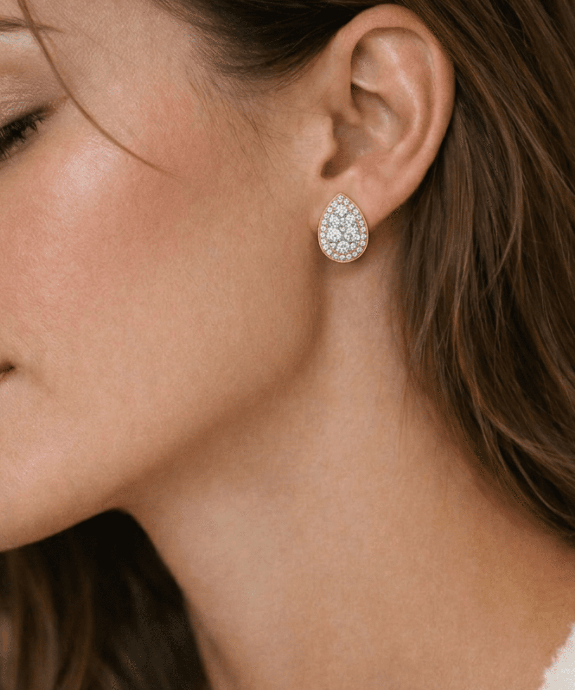 Teardrop Diamond Stud Earrings thumbnail 2