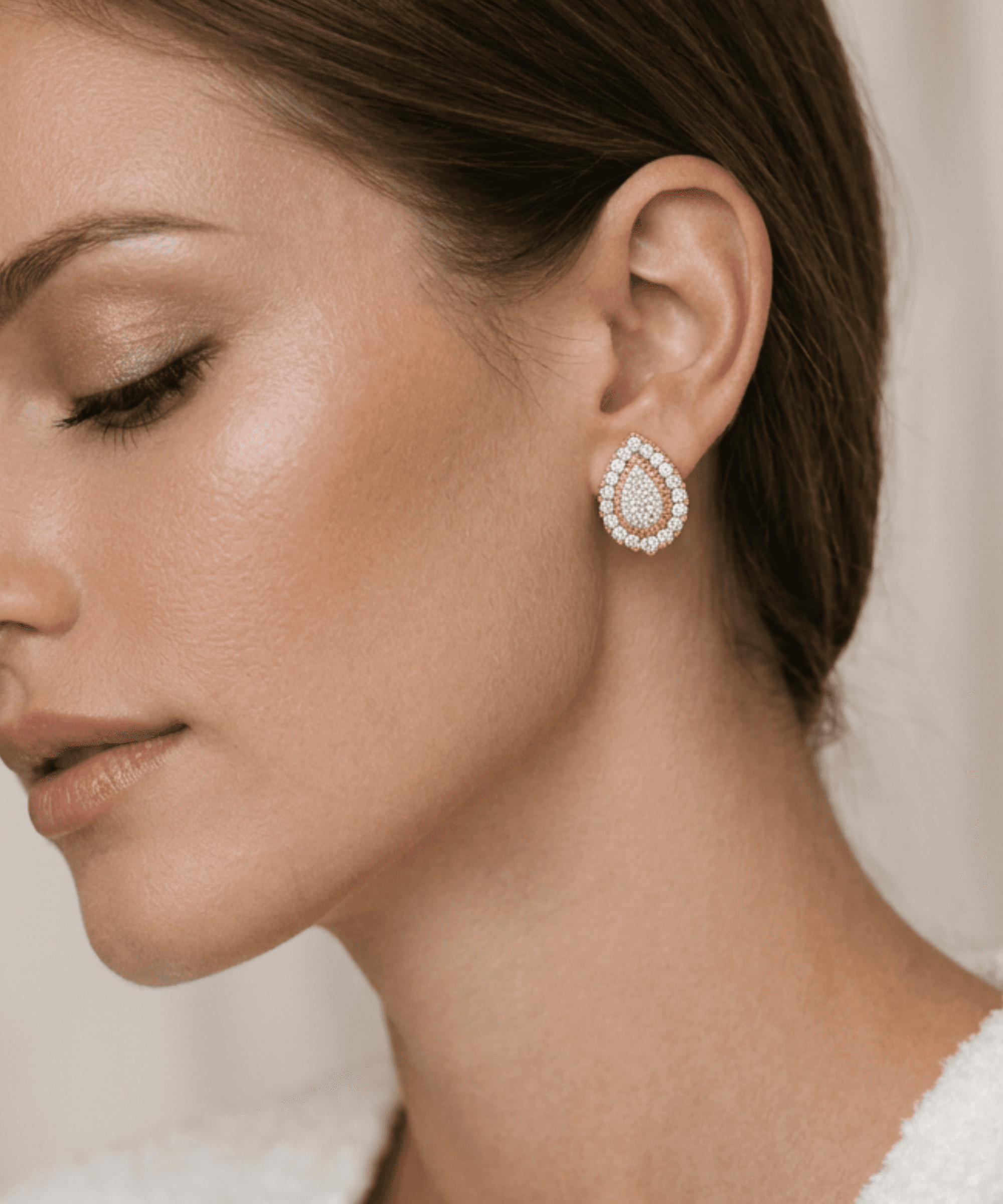 Teardrop Halo Stud Earrings thumbnail 2