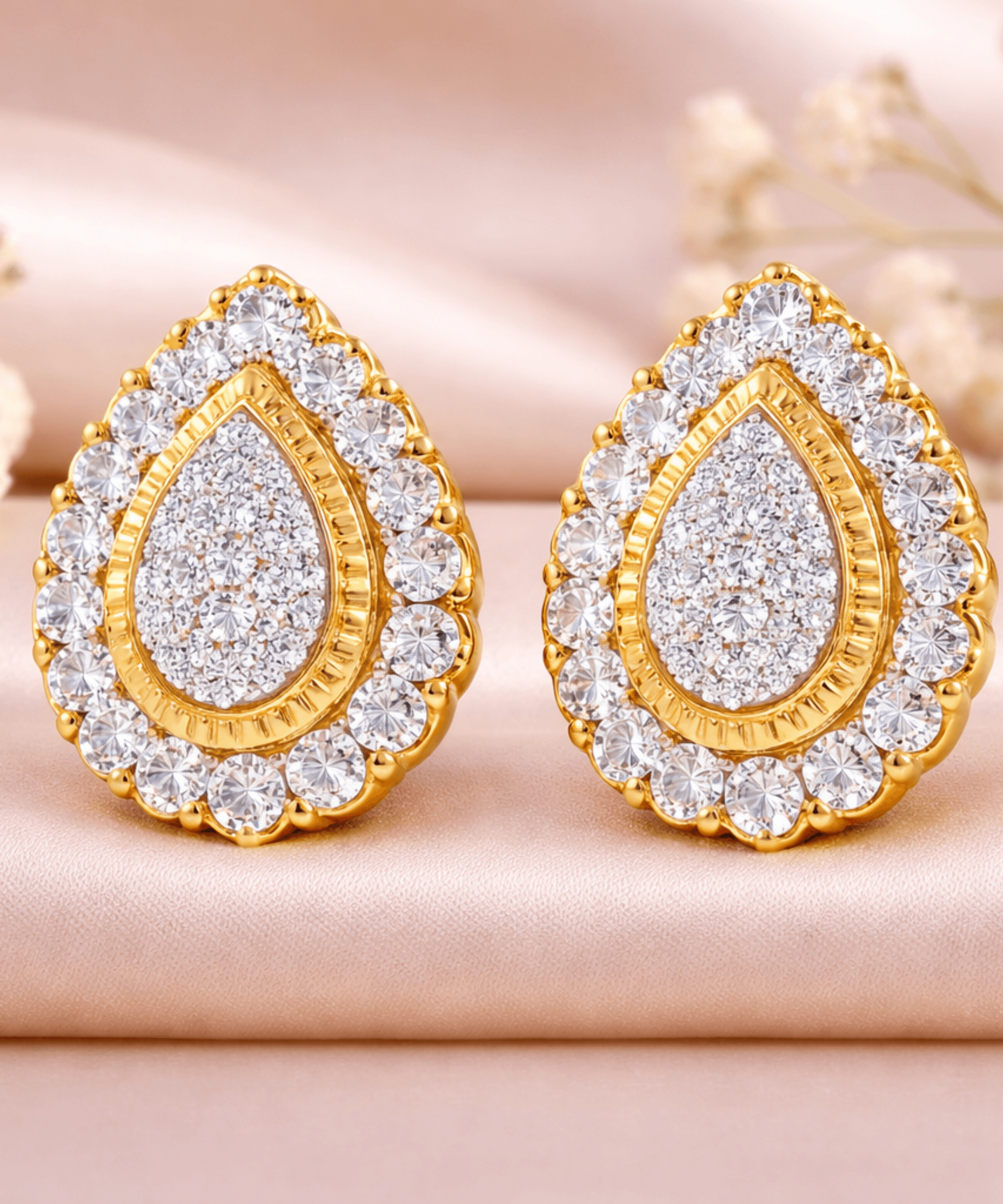 Teardrop Halo Stud Earrings alternate view