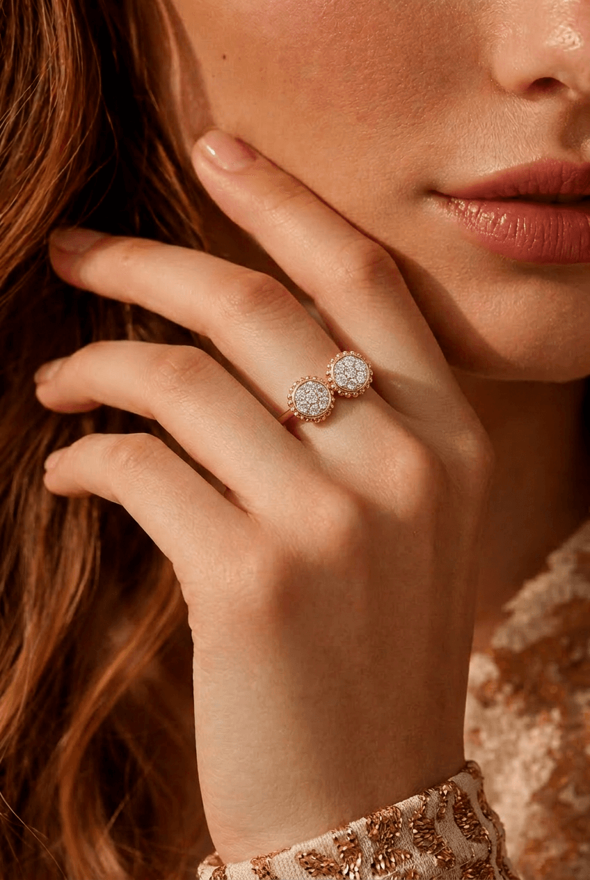 Rose Gold Twin Halo Ring thumbnail 2